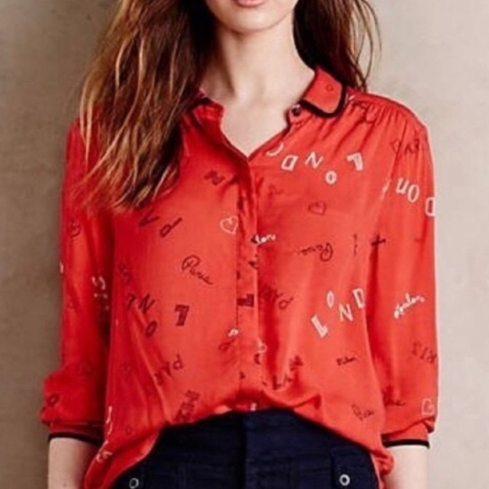 Anthropologie Maeve Button Down Top